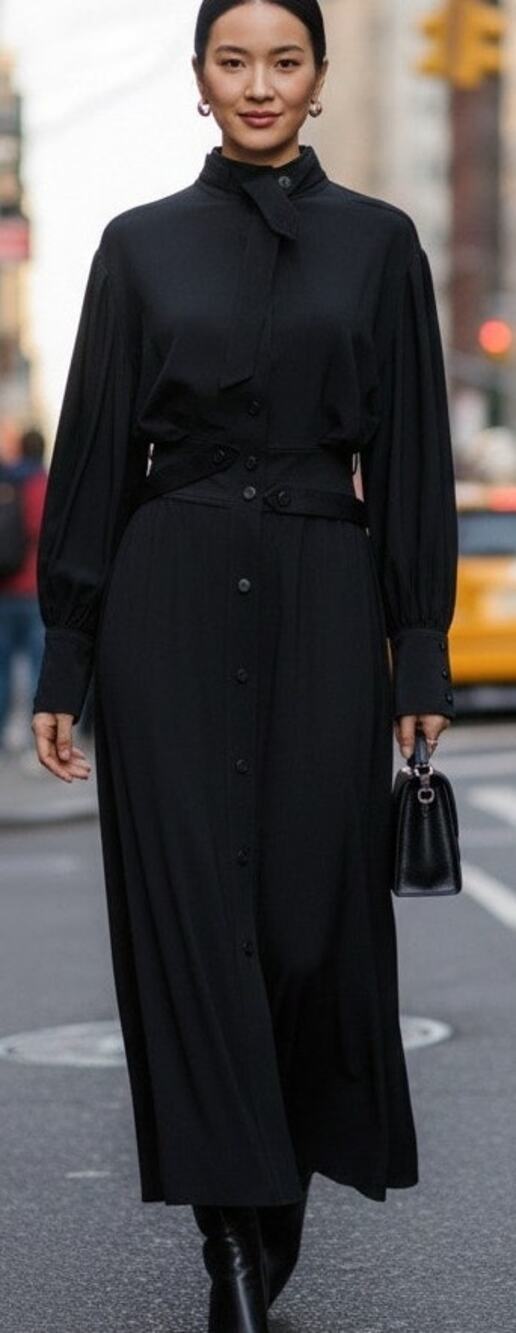 Zara Black Buttoned Limited Edition Midi Dress